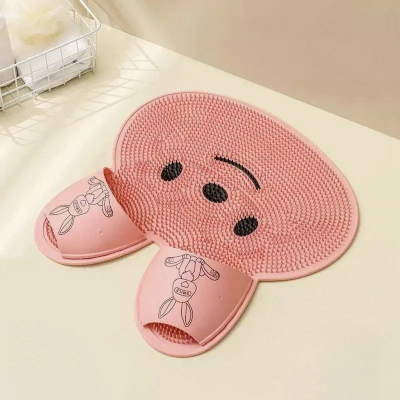 Pink Footsly silicone shower foot cleaning mat