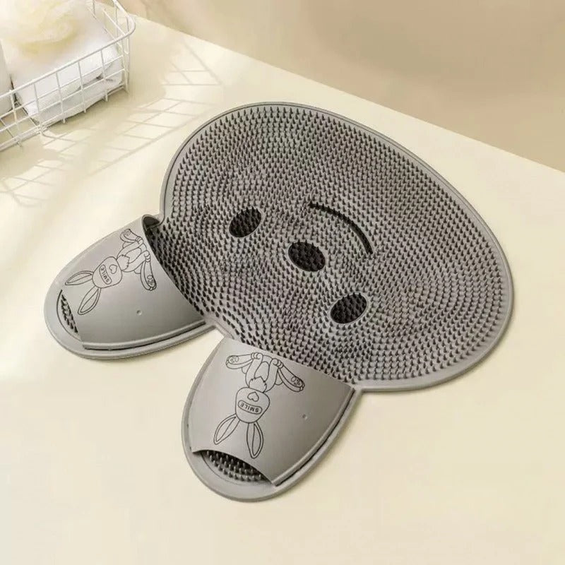Gray Footsly silicone shower foot cleaning mat