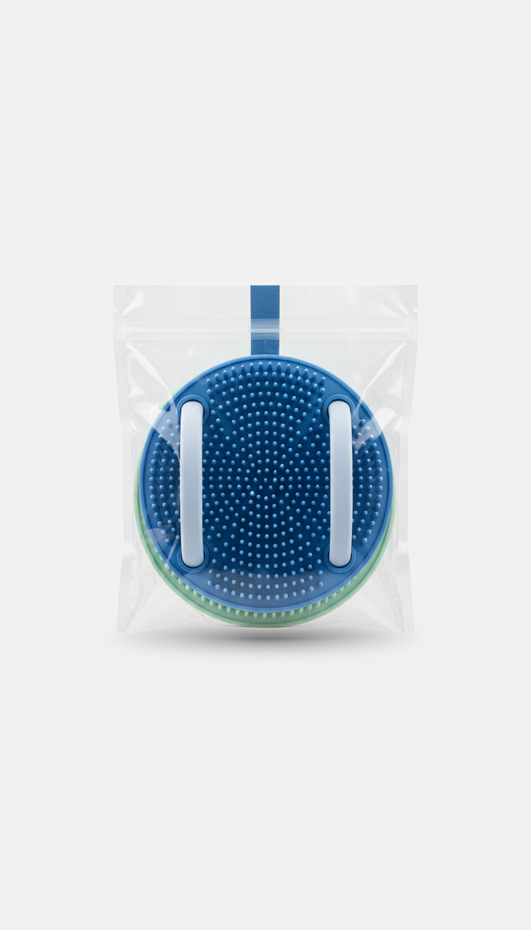 Foot scrubber mat in minimal easy-open packaging